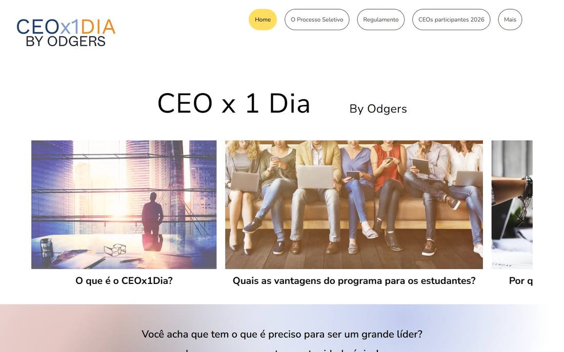 Home atual do site CEOx1Dia